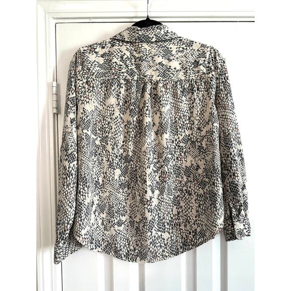 VELVET HEART Python Snake Print Snakeskin Button-Up Rayon Blouse Shirt - Sz L - Picture 2 of 6
